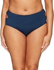 Women's Size Crossed Front Bikini Bottom, Solid Plus Navy, 0X Women's Size Crossed Front Bikini Bottom, Solid Plus Navy, 0X