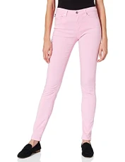 Women's Skinny 5 Gabardine Denim,with Nickel galvanic Metal Accents,Logo Label on 5th Pocket and tab Casual Trousers, Pink, 4 Women's Skinny 5 Gabardine Denim,with Nickel galvanic Metal Accents,Logo Label on 5th Pocket and tab Casual Trousers, Pink, 4