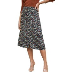 Women's Skirt Ditsy Floral Midi Skirt High-Rise Waist Button-Front A-Line Woven Flirty Style, Blue & Ditsy Floral, S Women's Skirt Ditsy Floral Midi Skirt High-Rise Waist Button-Front A-Line Woven Flirty Style, Blue & Ditsy Floral, S
