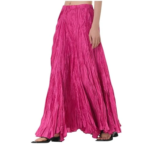 Women's Skirts A-Line Pleated Skirt Casual Maxi Summer Skirts Ladies Skirt Elasticated Waist Oversized Long Skirts Evening Party Holiday Skirts Activewear Clearance
