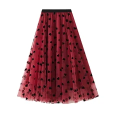Women's Skirts A Waist Print High Skirt Pleated Skirt with Floral Swing in Midi Line N Roll Shoes Men Long Elegant Women's Maxi Skirt with Belt A-line Pleated Skirt High Waist Midi Skirt, 0113c-red,