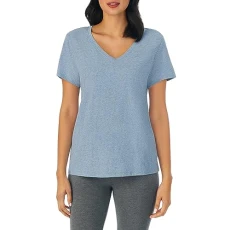 Women's Sleepwear Cotton Jersey Knit V-Neck Sleep Top Pajama Shirt (Regular and Plus Size), Heather Blue, 2X Women's Sleepwear Cotton Jersey Knit V-Neck Sleep Top Pajama Shirt (Regular and Plus Size), Heather Blue, 2X