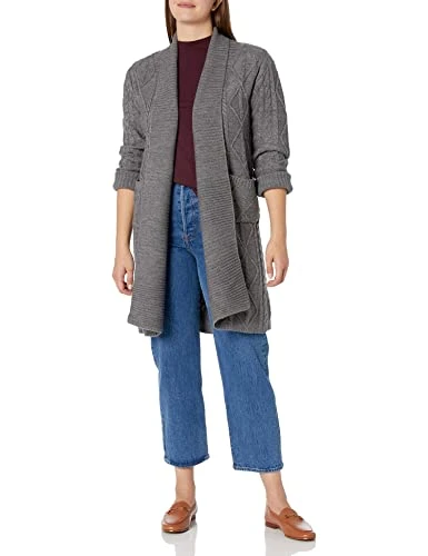 Women's Sleeve Heidi Long Cardigan Sweater, Dark Grey Heather, Small