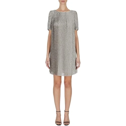 Womens Sleeveless Beaded Dress Taupe XS