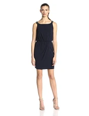 Women's Sleeveless Faux Wrap Skirt with Beaded Straps, Evening Blue, 8 Women's Sleeveless Faux Wrap Skirt with Beaded Straps, Evening Blue, 8