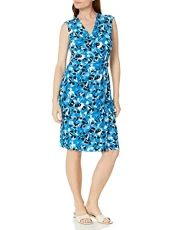 Women's Sleeveless Signature Wrap Business Casual Dress, Origin Wash, 8