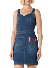 Women's Sleeveless Tight fit Dress in Super Stretch, Dark Denim Blue, 18