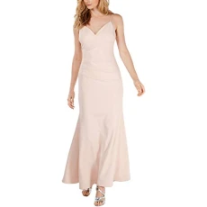 Women's Sleeveless V Neck Gown with Ruched Waist Dress, Blossom, 12 Women's Sleeveless V Neck Gown with Ruched Waist Dress, Blossom, 12