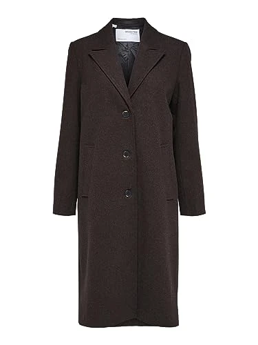 Women's Slfalma Wool Coat Noos Long, Java, 38