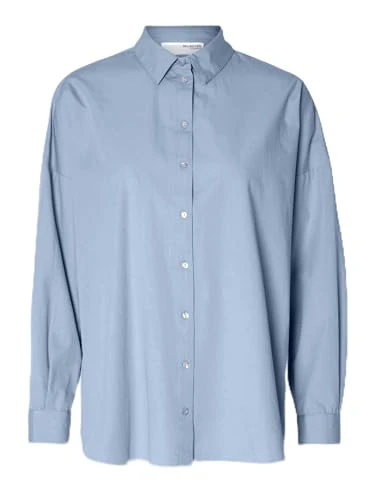 Women's Slfdina-sanni Ls Shirt Noos Long Sleeve Blouse, Cashmere Blue, 12