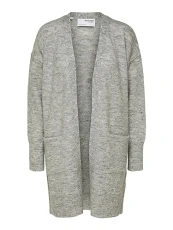 Women's Slflulu New LS Knit Long Cardigan B Noos Sweater, Light Grey Mix, L