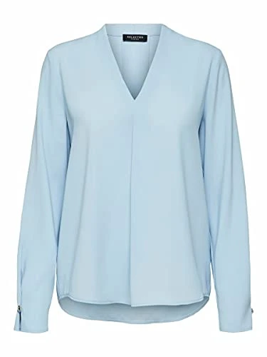 Women's SLFLUNA LS TOP NOOS Blouse, Cashmere Blue, 8