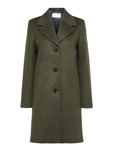 Women's SLFNEW SASJA Wool Coat B NOOS, Ivy Green, 38