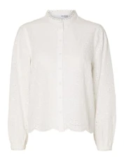 Women's Slftatiana L/S Embr Shirt Noos Long Sleeve Blouse, Bright White, 14