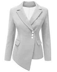 Women's Slim-Fit Asymmetrical Blazer Formal Jacket White 3XL Women's Slim-Fit Asymmetrical Blazer Formal Jacket White 3XL