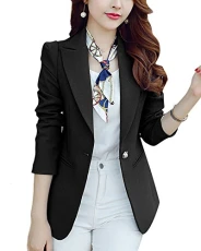 Women's Slim-Fit Long Sleeve Blazer Jacket Black S Women's Slim-Fit Long Sleeve Blazer Jacket Black S