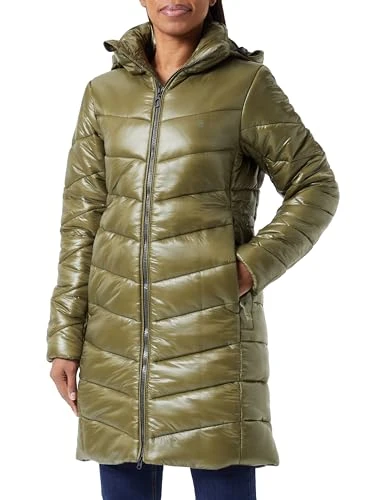 Women's Slim Hooded Long Coat Jacket, Green (Shadow Olive D24677-D418-B230), L