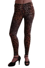 Womens Slinky Super Stretch Wild Leopard Leggings One Size Brown Womens Slinky Super Stretch Wild Leopard Leggings One Size Brown
