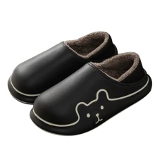 Womens Slippers Memory Foam Memory Foam Thick Soft Shoes Comfort Warm Open Toe Slippers Casual Unisex Anti-Slide Rubber Sole Slipper Terry Cloth Home Winter Black