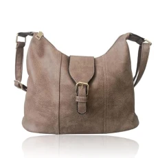 Womens Slouch Hobo Shoulder Bag (Dark Khaki)