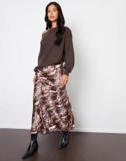 Women's Snake Print Maxi Satin Slip Skirt