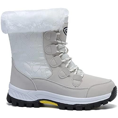 Womens Snow Boots Warm Fur Lined Winter Boots Anti Slip Ankle Boots Mid Calf Snowboots Waterproof an