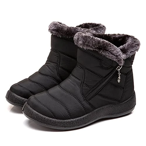 Womens Snow Boots, Women Winter Warm Shoes Faux Fur Lined Booties Ladies Outdoor Casual Sneakers Ank