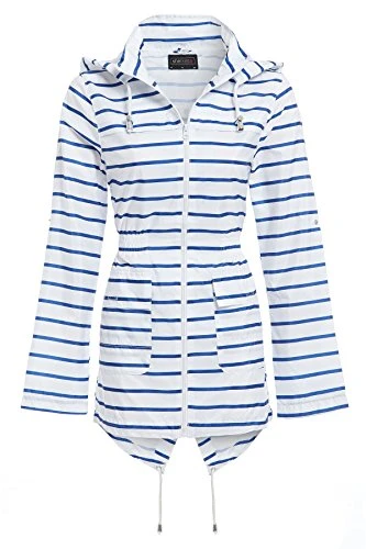 Women's Snow & Rainwear Coat Jacket Hooded Striped Lightweight Showerproof Top Ladies Zipper Raincoa