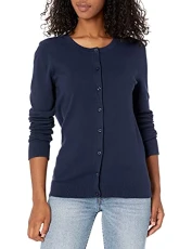Women's Soft Cotton Blend Lakemont Long Sleeve Cardigan Sweater, Liberty Navy, M