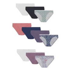 Women's Soft Cotton Tagless Hi Cut Panty, Multiple Packs, 10 Pack - Assorted, 7 Women's Soft Cotton Tagless Hi Cut Panty, Multiple Packs, 10 Pack - Assorted, 7