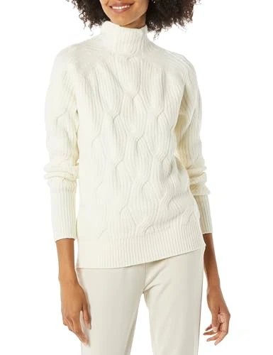 Women's Soft Touch Funnel Neck Cable Jumper, Ivory, M