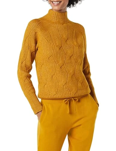 Women's Soft Touch Funnel Neck Cable Jumper, Tobacco Brown, XS