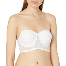 Women's Solid Bralette Bikini Top with Lace - White - X-Large