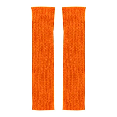 Women's Solid Color Knitted Footless Leg Warmers (Orange)