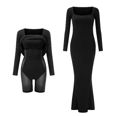 Women's Solid Colours Bodycon Dress with Bra Pads Shapewear Dresses Built-in Shaping Underwear Women's Casual Long Sleeve Dresses Square Neck Tight Dress Cocktail Dresses Black Midi Dress Women's Solid Colours Bodycon Dress with Bra Pads Shapewear Dresses Built-in Shaping Underwear Women's Casual Long Sleeve Dresses Square Neck Tight Dress Cocktail Dresses Black Midi Dress