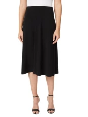 Women's Solid Ity Midi Flared Skirt, Black, S