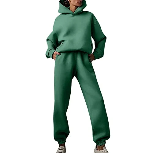 Women's Solid Solor Casual Fashion Long Trousers with Thick Long Sleeve Hoodie Suit Women's Sportswear Trousers Skirt Trousers Women's Trousers Women's Summer 3/4 Trousers Women's Summer, b, S