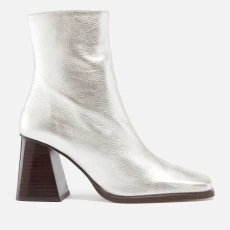 Womens South Shimmer Leather Heeled Boots - UK - Silver