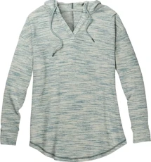 Women's Space Dye Knit V-Neck Pullover Hoodie Top, Teal Space Dye, L Women's Space Dye Knit V-Neck Pullover Hoodie Top, Teal Space Dye, L