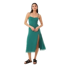Womens Spaghetti Strap Midi Dress Green S Womens Spaghetti Strap Midi Dress Green S