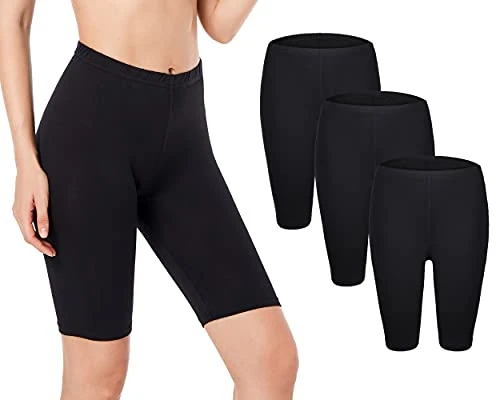 Women's Spandex Boy Shorts Panties Anti Chafing Smooth Slip Shorts for Under Dresses(3 Pack Black),S