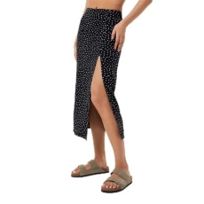 Womens Split Midi Skirt Black Print S