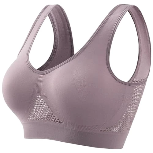 Women's Sports Bra Padded Seamless Wireless Breathable Yoga Bra Comfortable Sleep Bra Workout Running Lift Rating Sports Bra Large Breasts Strong Hold Sports Bra Comfit Bra, darkgray, L