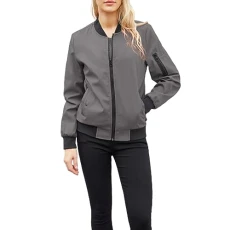 Women's Spring and Autumn Solid Color Thin Flight Jacket Casual Long Sleeved Zipper Loose Version Stand Collar Suitable for Holiday Travel Outdoor Sports Wear Lohas Time Jacket Sale Clearance