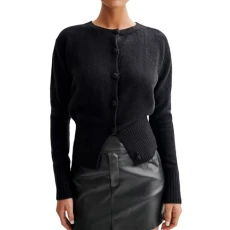Women's Spring Long Sleeve Felt Knitted Cardigan Pit Strips Elegant Lady Slim Fit Fashion Outfit Clothes Tops (Black, XL)