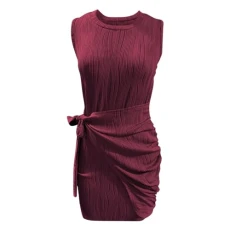 Women's Spring/Summer Tank Dress Sleeveless Bodycon Dress Solid Color Ladies Casual Dresses UK Crew Neck Pleated Lace Up Waist Knit Vest Sleeveless Dress Plain Knitted Womens Dresses Wine Women's Spring/Summer Tank Dress Sleeveless Bodycon Dress Solid Color Ladies Casual Dresses UK Crew Neck Pleated Lace Up Waist Knit Vest Sleeveless Dress Plain Knitted Womens Dresses Wine