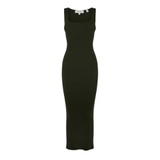 Womens Square Neck Maxi Dress Dark Khaki L Womens Square Neck Maxi Dress Dark Khaki L