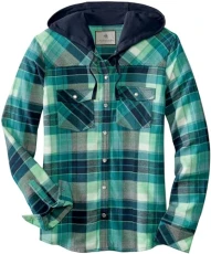 Women's Standard Lumber Jane Hooded Flannel Shirt, Frozen River Plaid, XX-Large