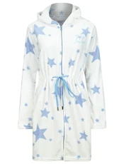 Women's Star Mix Motif Soft Fleece Zip Up Dressing Gown