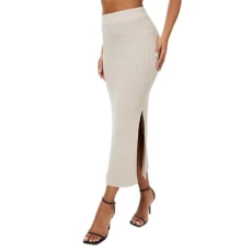 Womens Stitchy Midi Skirt Stone XS Womens Stitchy Midi Skirt Stone XS